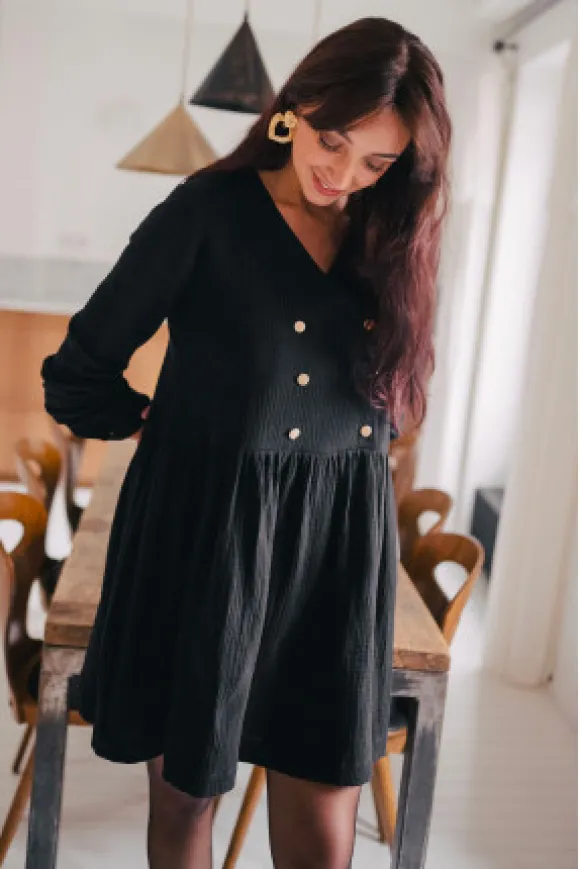 ROBE JADE NOIR COTON