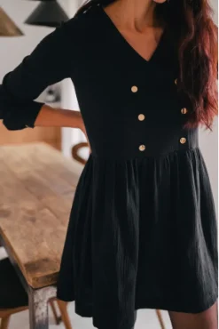 ROBE JADE NOIR COTON