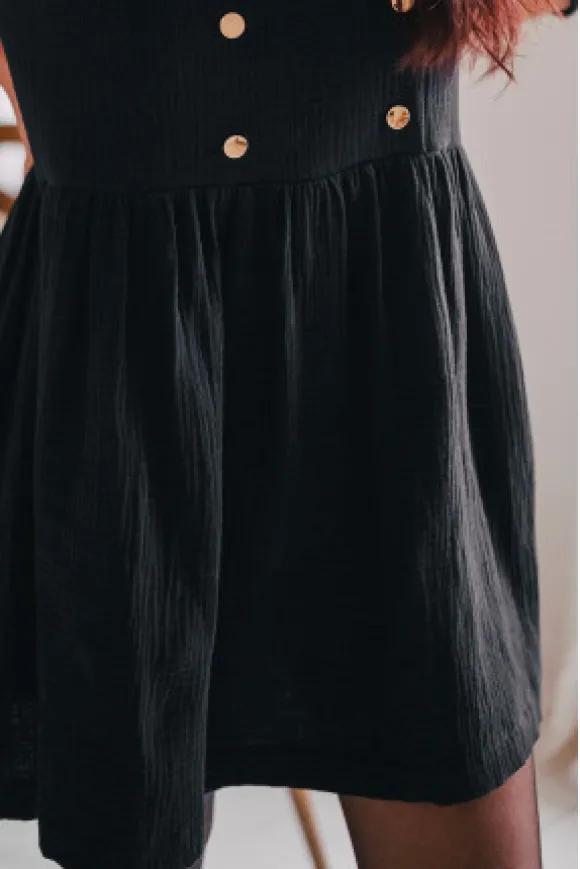 ROBE JADE NOIR COTON