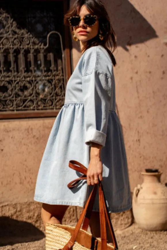 ROBE JANETTE DENIM BLEACH