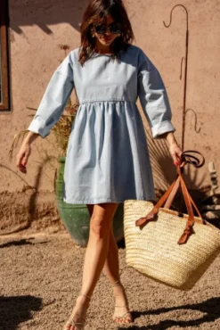 ROBE JANETTE DENIM BLEACH