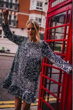 ROBE JANNA SEQUIN ARGENT