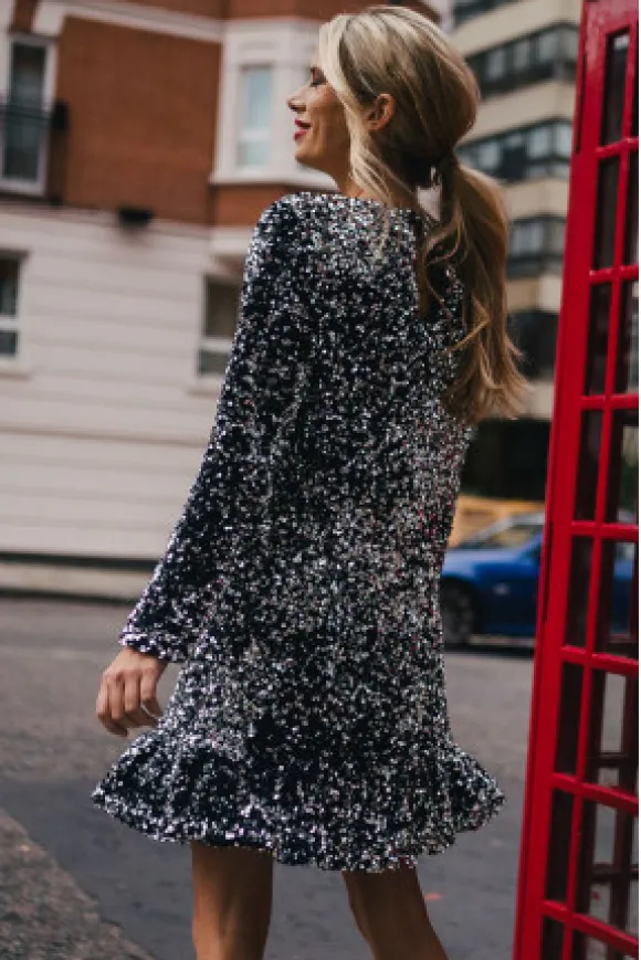 ROBE JANNA SEQUIN ARGENT