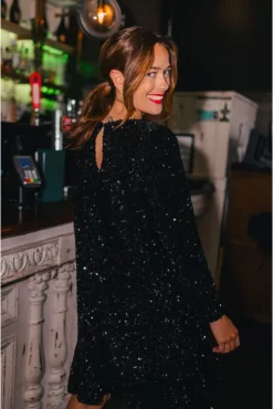 ROBE JANNA SEQUIN NOIR