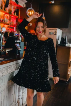 ROBE JANNA SEQUIN NOIR