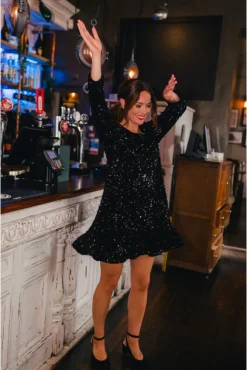 ROBE JANNA SEQUIN NOIR
