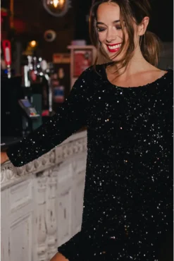 ROBE JANNA SEQUIN NOIR