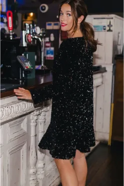 ROBE JANNA SEQUIN NOIR