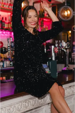 ROBE JANNA SEQUIN NOIR