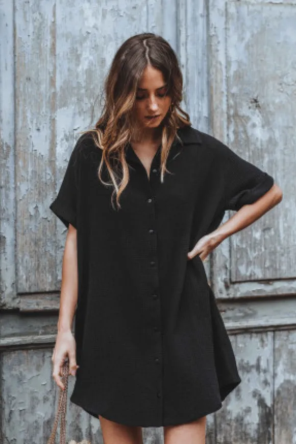 ROBE LISA NOIR COTON