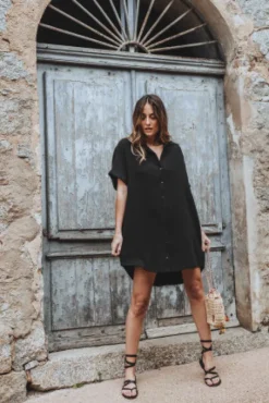 ROBE LISA NOIR COTON