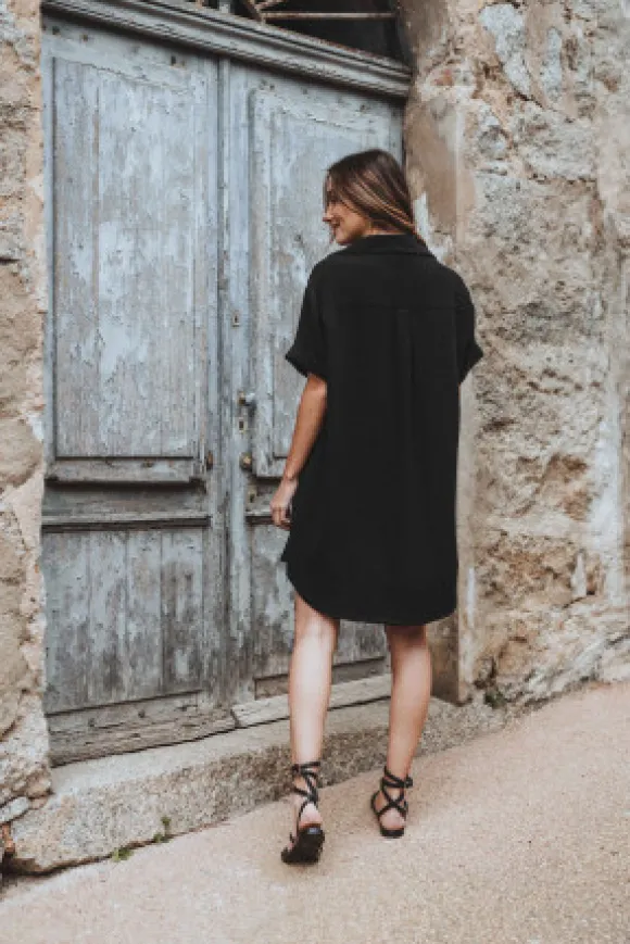 ROBE LISA NOIR COTON