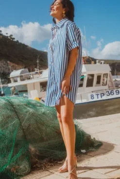 ROBE LISA STRIPES BLUE