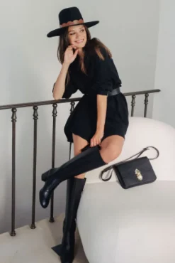 ROBE LISON NOIR COTON