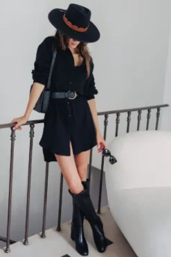 ROBE LISON NOIR COTON