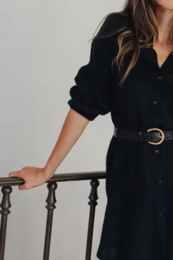ROBE LISON NOIR COTON