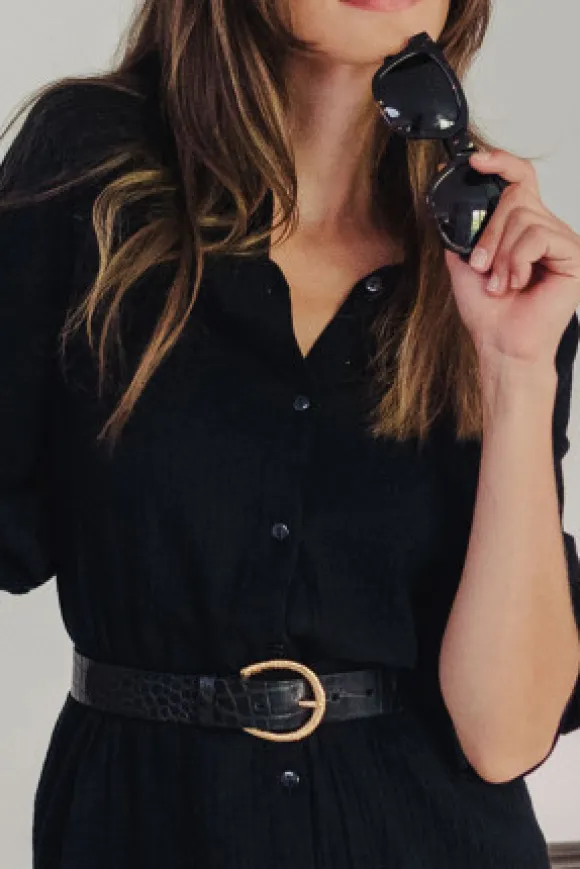 ROBE LISON NOIR COTON