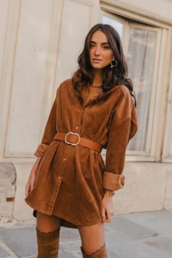 ROBE LISON VELOURS CAMEL