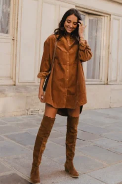 ROBE LISON VELOURS CAMEL