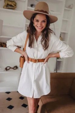ROBE LISON VELOURS ÉCRU
