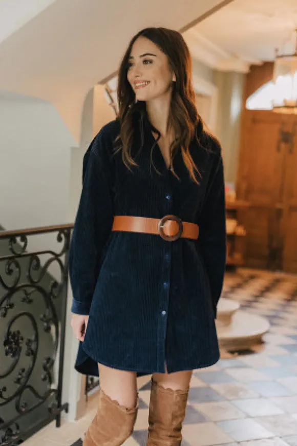 ROBE LISON VELOURS MARINE