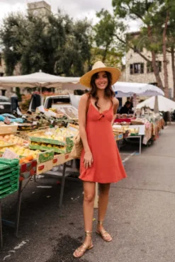 ROBE MARJORIE LIN VISCOSE TERRACOTTA