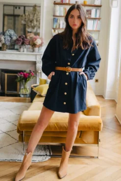 ROBE MAÉVA GABARDINE MARINE