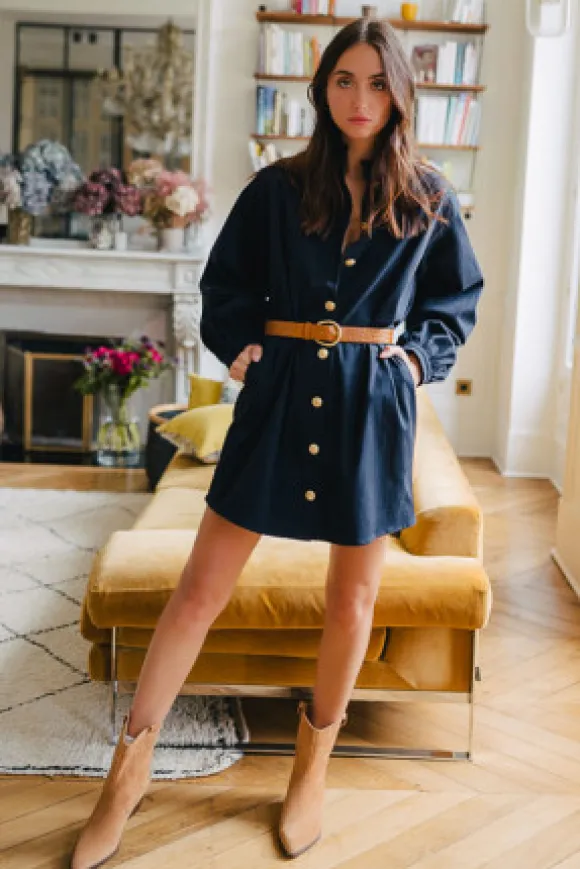 ROBE MAÉVA GABARDINE MARINE