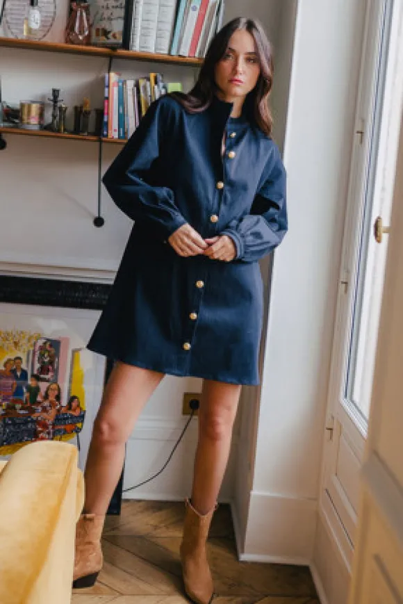 ROBE MAÉVA GABARDINE MARINE