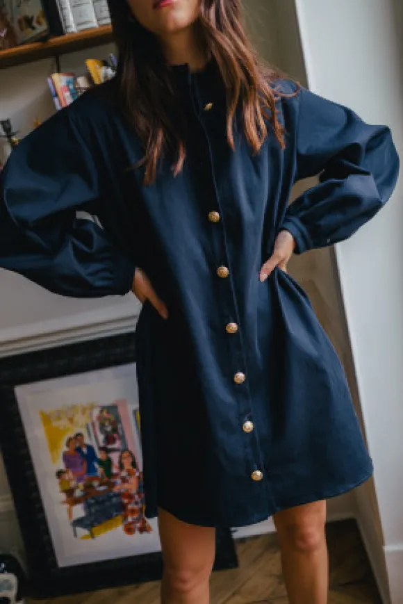 ROBE MAÉVA GABARDINE MARINE