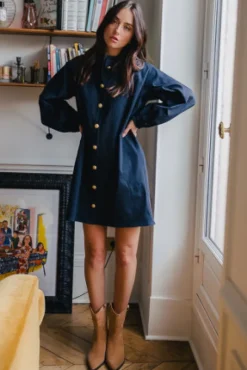 ROBE MAÉVA GABARDINE MARINE