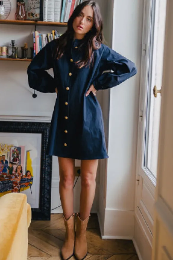 ROBE MAÉVA GABARDINE MARINE