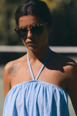 ROBE NANETTE FAUX UNIS AZUR