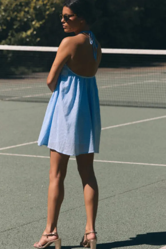 ROBE NANETTE FAUX UNIS AZUR