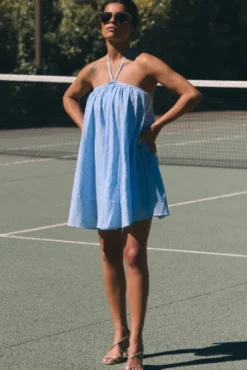 ROBE NANETTE FAUX UNIS AZUR