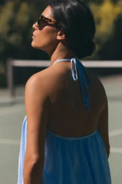 ROBE NANETTE FAUX UNIS AZUR