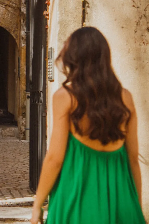 ROBE NANETTE LIN VISCOSE VERT