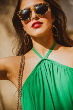 ROBE NANETTE LIN VISCOSE VERT