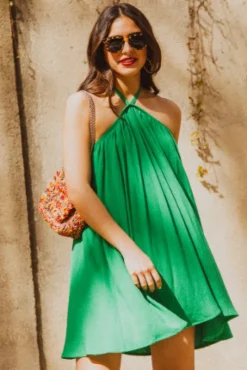 ROBE NANETTE LIN VISCOSE VERT