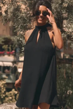 ROBE OLGA LIN VISCOSE NOIR