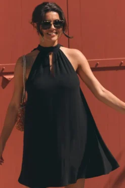 ROBE OLGA LIN VISCOSE NOIR