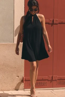 ROBE OLGA LIN VISCOSE NOIR
