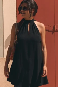 ROBE OLGA LIN VISCOSE NOIR