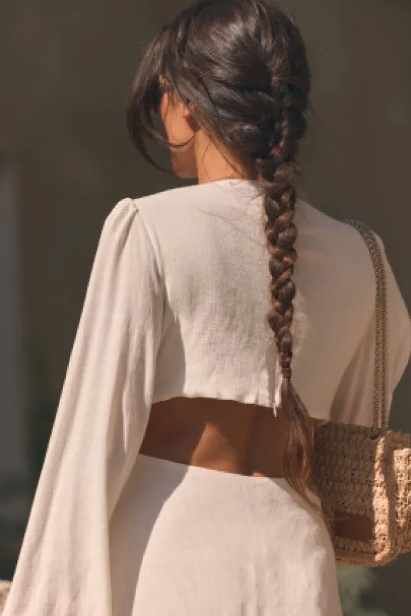ROBE ORIA LIN VISCOSE BLANC