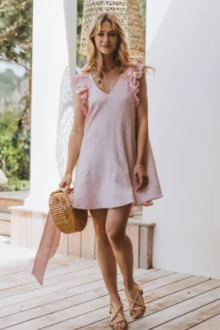 ROBE PERLA ROSE BRODÉ