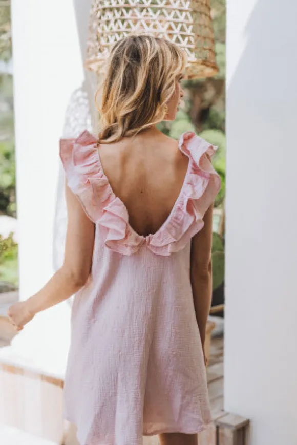 ROBE PERLA ROSE BRODÉ