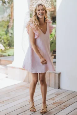 ROBE PERLA ROSE BRODÉ
