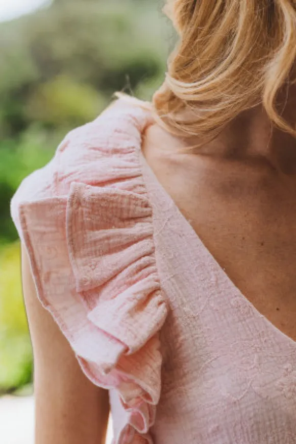 ROBE PERLA ROSE BRODÉ