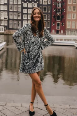 ROBE ROSITA SEQUIN ARGENT