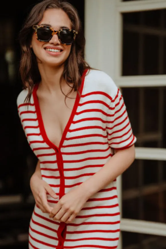 ROBE ÉVY RAYÉ ROUGE